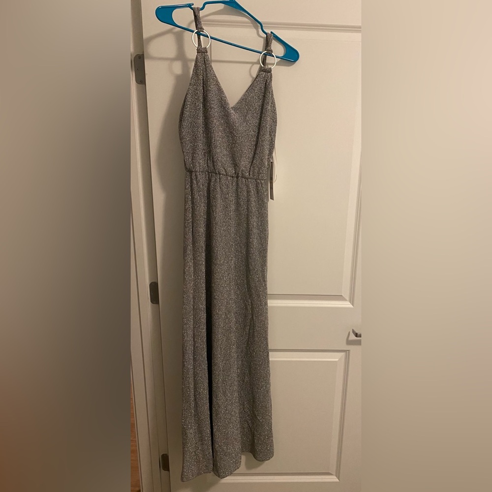 Silver glitter Calvin Klein maxi dress NWT